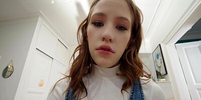 Tiny girl in a slutty outfit wants to get dick in POV