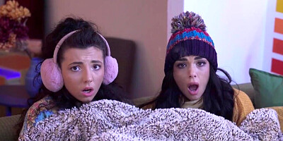 POV fuck with two girls who just wanna stay warm