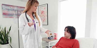 Big titddy MILF doctor taking care of his pee-pee