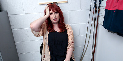 Busty Amber Dawn caught stealing and forced fucked