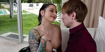 Inked Ivy Lebelle takes good care of stepson's massive dick
