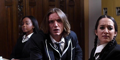 Wednesday Adams cosplayer fucks everyone in class