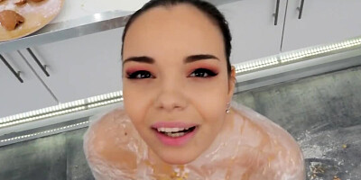 Super-sexy Czech cutie with black hair gets penetrated by chef