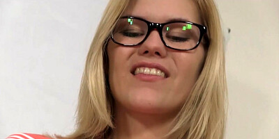 Nerdy Schoolgirl With Glasses Masturbating.