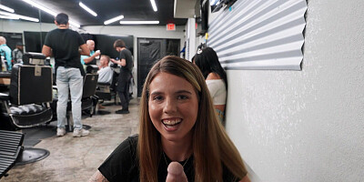 Naughty gf gets her cunt banged in the barbershop