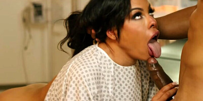 Ebony Luna Star fitted with young penis in surreal positions