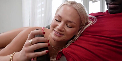 Black stud fucks chubby ass blonde MILF so hard that she falls exhausted