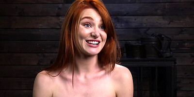Ginger girl is being tied up and punished by her master