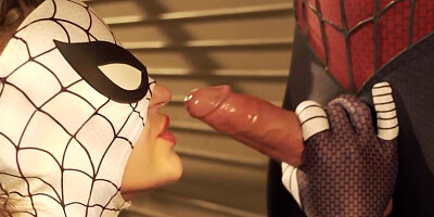 Spider-Man having sex in missionary with Spidergirl