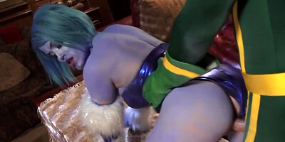 Cosplaying bimbo with a fat ass getting banged from behind