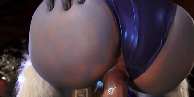 Cosplaying bimbo with a fat ass getting banged from behind