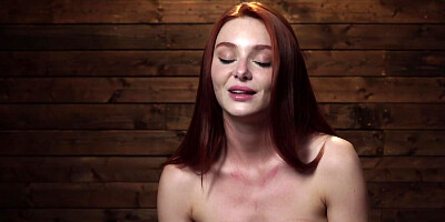 Ginger slavegirl is tightly tied up and forced to cum