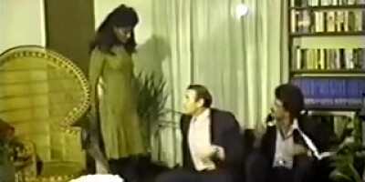 Retro dark-hued dame inbetween white rods