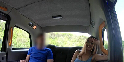 Taxi driver is lucky today meeting this sweet client