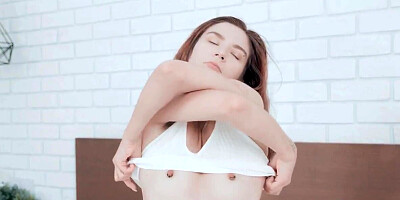 Solo video of small-tittied girl with nipple piercing