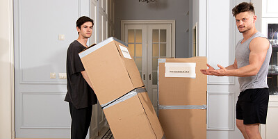 Muscled stallion fucks two female androids one by one