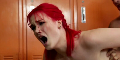 Pale redhead with giant tits gets a piece of teacher's cock
