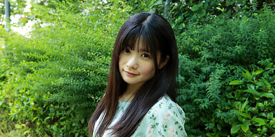 Ringo Fujii acting adorable while posing in the woods