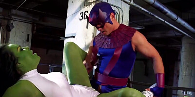 Diana DeVoe getting banged by a super hero in a parody