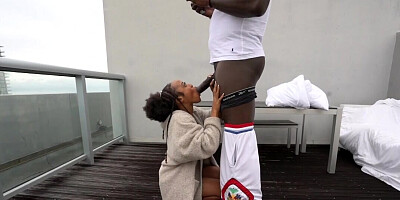 Addictive ebony babe engulfs monster black dick with great lust