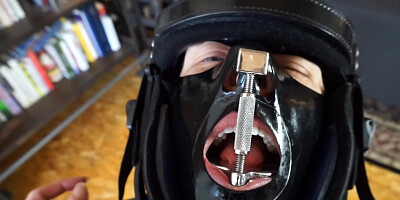 Medical braces and strange masks in a hot BDSM prono