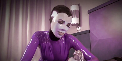 Cuple in Latex is doing naughty stuff in BDSM dungeon