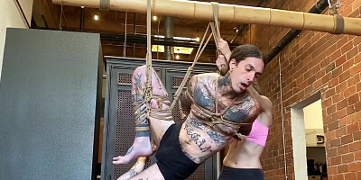 Inked guy is tied up and tortured in Shibari session