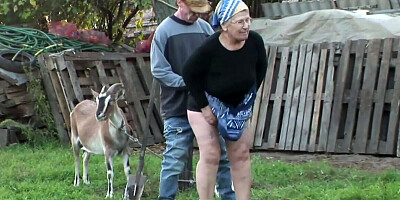 Babushka getting fucked in the backyard, full force
