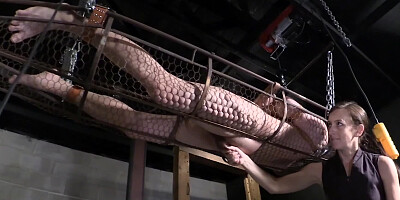 Gimp in cage is milked and tortured by a dirty mistress