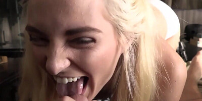Stepdaughter with a shaved pussy gets fucked in POV