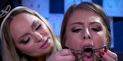 Innocent teen roughly dominated by smoking-hot blonde MILF