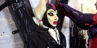 Sissy is being tied up and tortured in BDSM dungeon