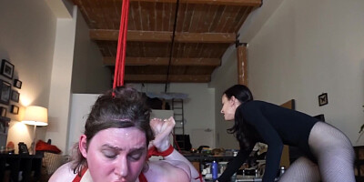 Mistress having fun with a cute girl that loves bondage