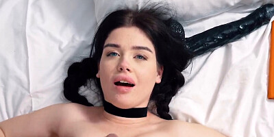 Stepsister looks so cute with a cock shoved into her mouth