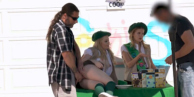 Girl scout babe gets fucked at a cookie stand hard