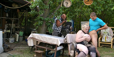 Fucking his plus size mature chained submissive lady