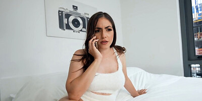 Perfect brunette sucking a huge cock in laundry room