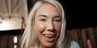 Blonde erotic slut bounces and creampied on boyfriend fat cock