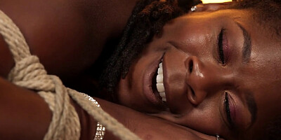 Amazing tied-up ebony chick gets fucked in doggy style