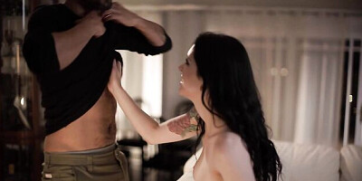 Stunning interracial dick-riding with a godlike brunette Anna De Ville