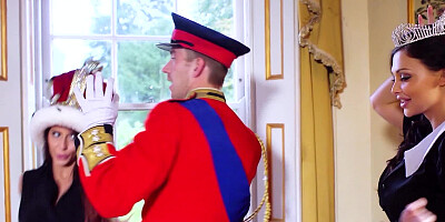 Two sexy sluts are getting fucked in the royal palace by a horny guard