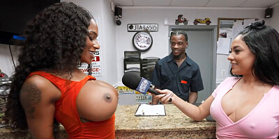 Hot ebony babe and her friend will do anything for money
