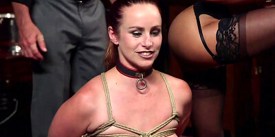 Slaves suck cocks and have sex in front of intrigued people