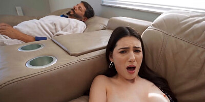 Sophie Tyler fucking a guy while people in her house eat dinner