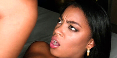 Ebony babe with an amazing booty is getting her holes used