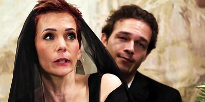 Redheaded cougar is grieving and having sex with a new man