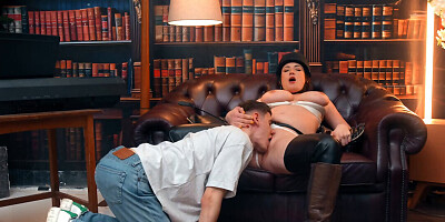 Thick woman wears a helmet while having sex with a dude