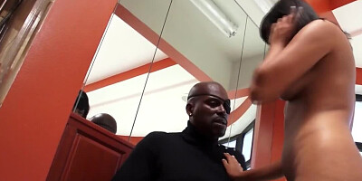 Black boy drills restless white pussy in the bathroom