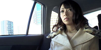 Cute Japanese wearing nothing under the trench coat fucks in car