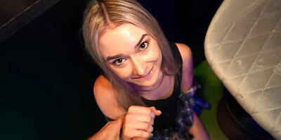 Blonde babe is getting stuffed while in the night club
